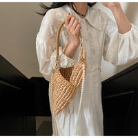 Sac à main en crochet tissé fait main pour femme, sac bandoulière coquillage de mer avec sangle en perles, sac à main coquillage