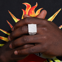 Nouvelle arrivée Hip Hop rappeurs bijoux 925 argent Sterling VVS Moissanite bague géométrique pour homme