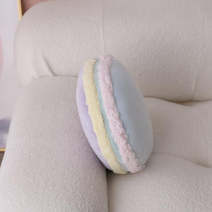 Oreiller en peluche macaron français coussin rond sandwich design gâteau décoration canapé coussin - Product Image 3
