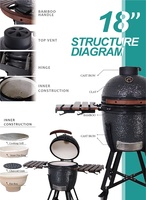 SEB KAMADO komado grill en céramique pièces de barbecue fumeur four d'argile bono grande bleu marron jardin barbacoas en portugal 18 pouces kamado