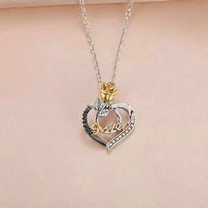 Collana con ciondolo a cuore bicolore rosa per donna, regalo per sorella, gioiello alla moda con catena a clavicola - Product Image 5
