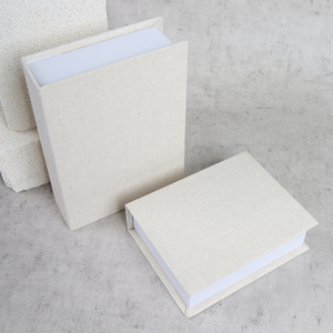 Matte Finish Linen Book Gift Box for Jewelry Custom Logo Gold Foil 2mm Cardboard Sponge Art Paperboard Coated for Shipping - Product Image 3