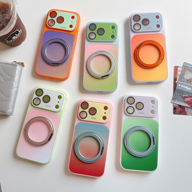 New Popular Korean Style Premium Gradient Glass Protective Phone case for iPhone 17 16 Pro Max 15 13 Stylish Holder Shockproof