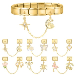 <span class=keywords><strong>Bracelet</strong></span> à Breloques Italien Acier Inoxydable Plaqué Or DIY Accessoires Pendentif Nœud Fleur Module pour <span class=keywords><strong>Bracelet</strong></span> à Breloques Italien - Product Image 1