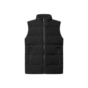 Nouveau design en Stock mode hiver bleu vers le bas coque souple épaissie fermeture éclair sans manches plaine Premium veste matelassée hommes gilets - Product Image 3