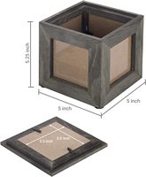 Mini cube photo en bois massif gris vintage de 5 pouces et boîte-cadeau souvenir caché, centre de table décoratif en bois