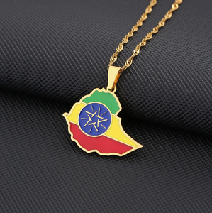Collar de Acero Inoxidable Plateado de Eritrea para Hombre y Mujer, Estilo Étnico, Collar para Parejas, Accesorios Transfronterizos - Product Image 2