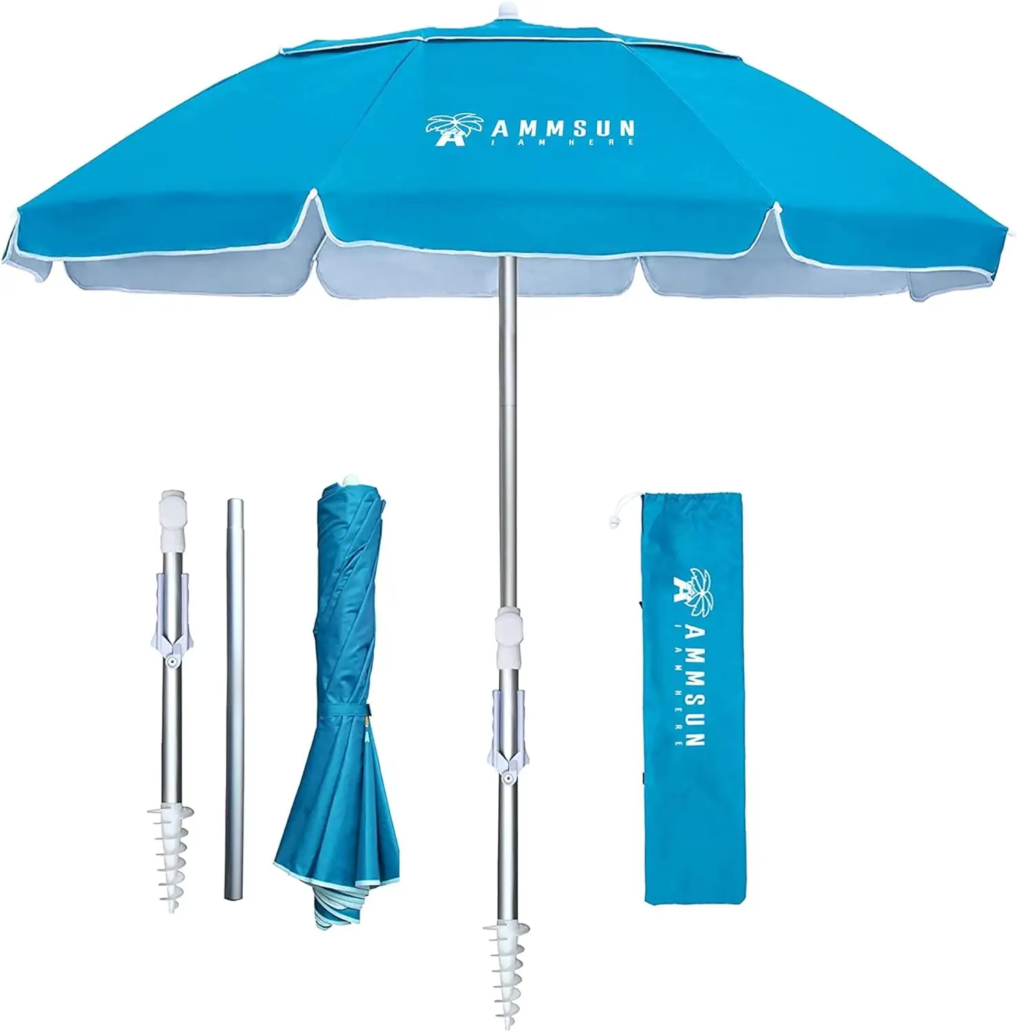 Venda quente Ajustável Praia Umbrella Material UV Praia Sun Umbrella Shade Shelter