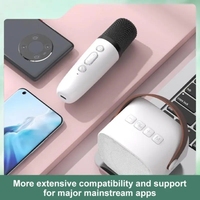 Mesin Karaoke Rumahan dengan Mikrofon Kondenser Nirkabel Kompatibel dengan Ponsel Studio Karaoke Mikrofon dengan Speaker Terintegrasi