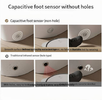 Toilette automatique tout-en-un avec stérilisation, siège chauffant, chasse d'eau à capteur de pied, couvercle automatique et protection en mousse intégrée pour salles de bain