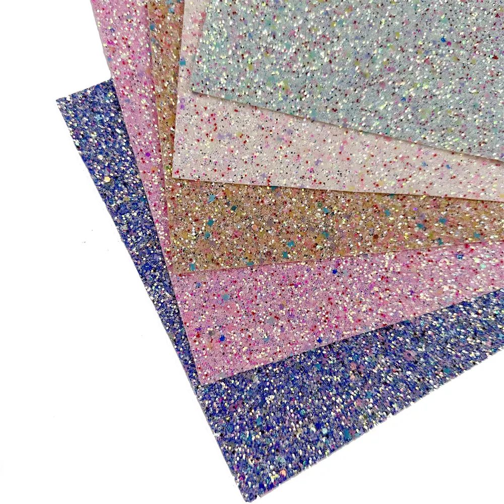Sparkle glitter Chunky Glitter Faux Leather Fabric Shiny Faux Leather Sheets for Earrings Crafts Hair Bows Christmas Decoration