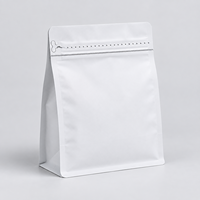 Sachet de café blanc ECO avec fermeture éclair, opaque, de qualité alimentaire, pour l'emballage des grains de café, vente en gros