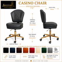 Chaise de poker réglable SUCCESSOR pour casino, chaise de jeu avec table, en cuir et métal, chaises Vegas pour bar et usage commercial, OEM