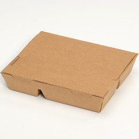 YBLPAK - Caja de Ensalada Desechable Rectangular de Papel Kraft con 3 o 4 Compartimentos, Contenedor de Alimentos para Llevar, Resistente al Aceite, Recubierto de PE