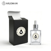 Flacon compte-gouttes carré en verre de luxe avec logo personnalisé, 30 ml, 50 ml, pour cosmétiques, huiles essentielles, sérum, avec pipette