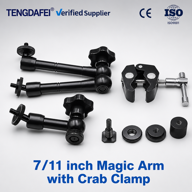 Factory Direct 7inch/11 Inch 360° Rotation Aluminum Alloy Magic Arm Kit with Large Crab Clamp 6-10kg Load Bearing Camera Mount