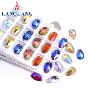 Lan Guang kristal AB K9 cam Strass damla Rivoli kristal taşlar dikiş cam Flatback Rhinestone DIY giyim için el sanatları