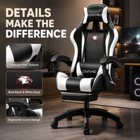 Chaise de jeu AOR en cuir, design industriel, base pivotante, accoudoirs réglables, inclinable, pour le travail, la maison, l'internet café