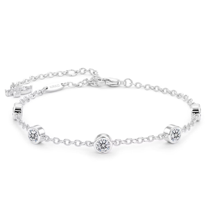 Pulsera de Cinco Piedras con Diamantes VVS de 1.5ct, Certificación GRA, Chapada en Oro Blanco, con Moissanita de 4MM, para Mujer - Product Image 1