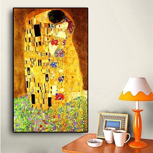 LS 5D Kit da ricamo con diamanti DIY famoso dipinto di Gustav Klimt "bacio" ritratto decorazione murale in tela per la vita domestica stampata - Product Image 3