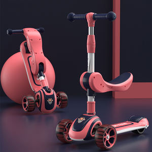 Scooters multifonctionnels pour bébés et enfants avec siège amovible, hauteur réglable, <span class=keywords><strong>trottinette</strong></span> pliable à 3 roues en PU. - Product Image 4