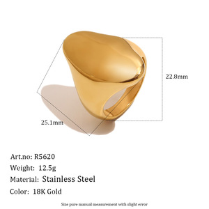 Stainless Steel Irregular Signet <b>Ring</b> 18K Gold Plated <b>Chunky</b> Bold Statement Finger <b>Ring</b> Minimalist Trendy Jewelry For Women Gift - Product Image 2