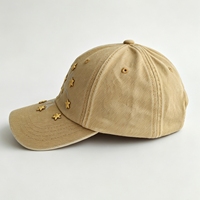 Casquette de baseball en coton lavé avec broderie cœur et étoile, boucle métallique réglable, chapeau de soleil vintage à visière incurvée pour femme