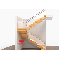Escalier en métal de vente chaude Escalier pliable en bois Escaliers de garde-corps en verre simple Escaliers pliants en forme de L