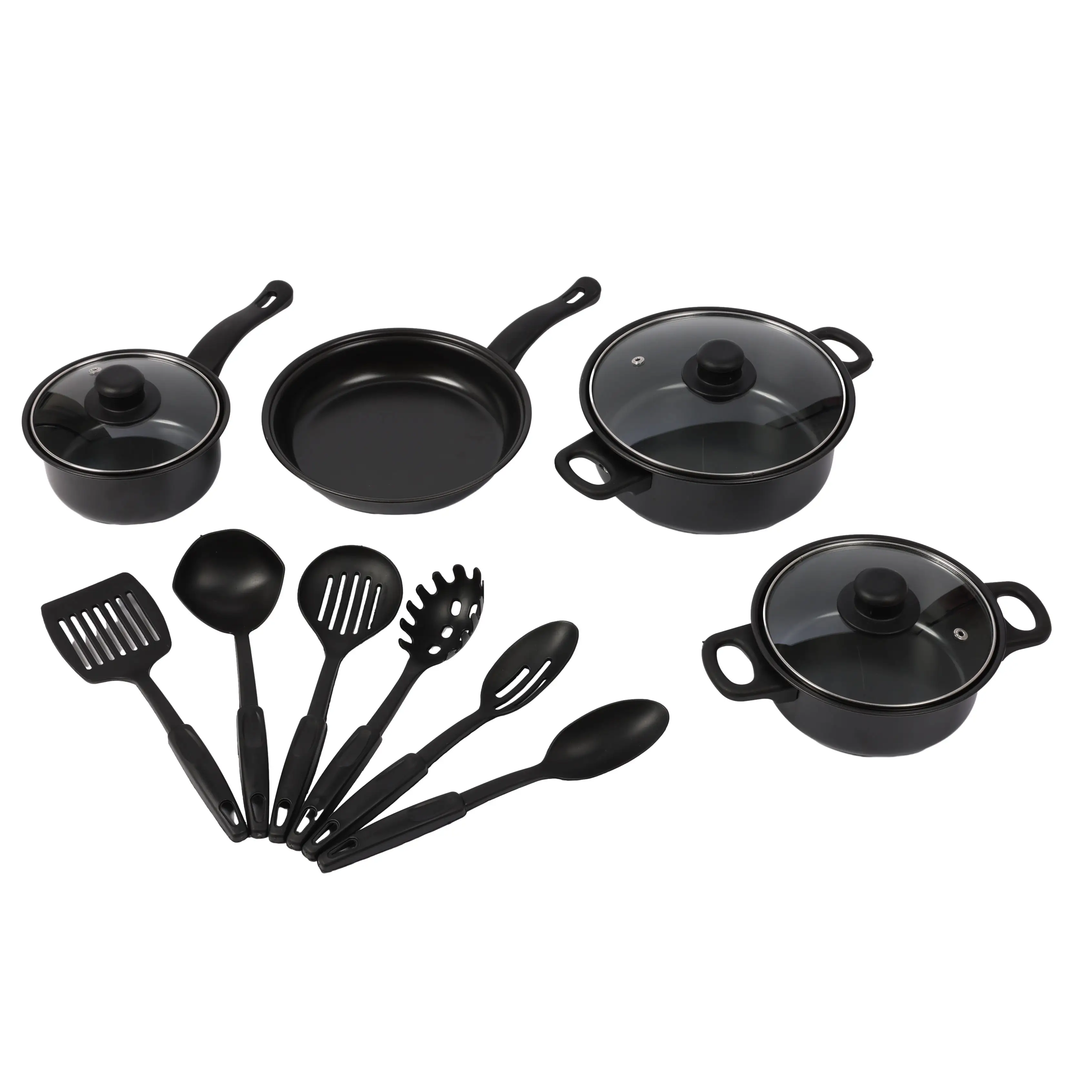 MU 7pc Cookware Set Carbon Steel Cast iron Non -stick Sauce pan Fry pan milk pot cookware sets