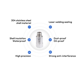 Transduser Kompleks Getaran Akselerometer Kecepatan/Suhu yang Intrinsik Aman <span class=keywords><strong>Sensor</strong></span> Piezoelektrik IEPE Perlindungan IP65 - Product Image 3