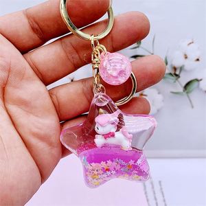 Creative Acrylic Liquid Keychain Unicorn Daisy <b>Floating</b> Keychain Charm Bag Pendant Kids Gift - Product Image 4