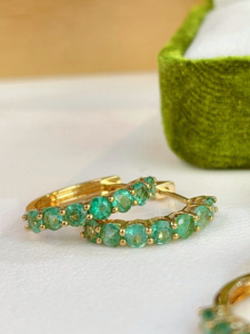 Boucles d'oreilles en or massif 18 carats avec émeraude naturelle Xinfly, bijoux fins AU750, pour usage quotidien, prêtes à être expédiées - Product Image 1