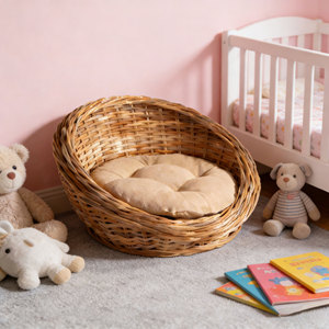 <span class=keywords><strong>Cama</strong></span> para Mascotas Moderna, Ecológica y Hecha a Mano con Mimbre Natural, para Perros y Gatos, para Todas las Estaciones, Lavable a Mano, Sostenible - Product Image 1