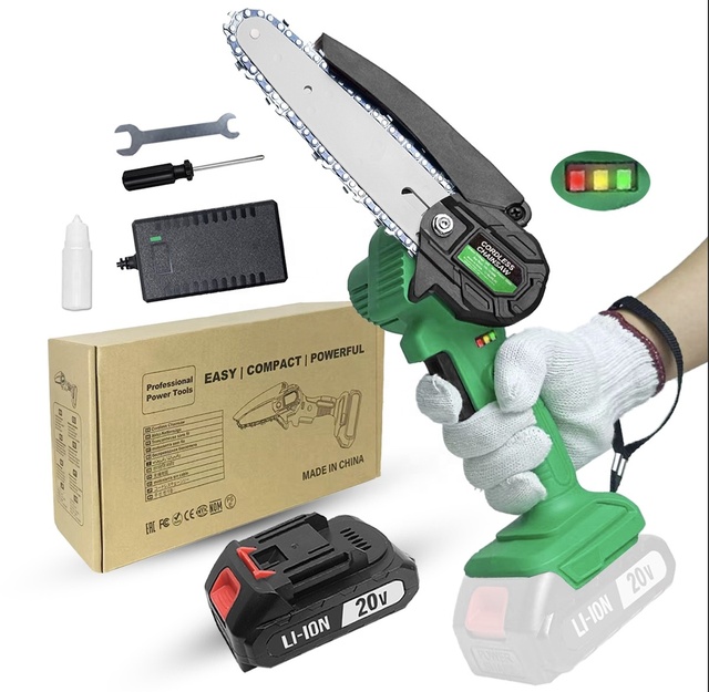 Outdoor Professional CS-150 20V Cordless Electric Chain Saw Mini Lithium Battery Power Saw OEM Supported for DIY Projects