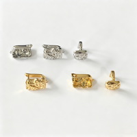 Fermoirs d'oreille rectangulaires irréguliers en laiton, plaqués or/rhodium, texturés froissés, pour la fabrication de bijoux