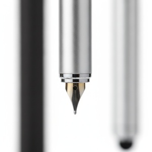 Customizable Cylindrical Metal Fine Tip <b>Pen</b> and Soft Stylus Desk Set with T-Shaped Stand Round Base Corporate Gift - Product Image 6