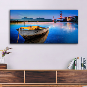 Peinture sur toile Paysage Bleu Bateau sur la <span class=keywords><strong>mer</strong></span> et le ciel, impression murale, décoration intérieure, peinture décorative de paysage - Product Image 4