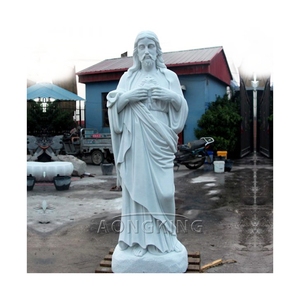 Estatua de Jesucristo Resucitado en Mármol Blanco para Decoración de Jardín - Product Image 2