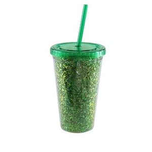 16 oz. Doppia Parete di Scintillio Bicchiere con Paglia - Product Image 1