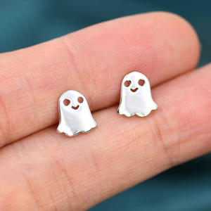 Pendientes de tuerca con diseño de fantasma de dibujos animados Dv3.8s, aleación de oro blanco, joyería de moda unisex linda - Product Image 3