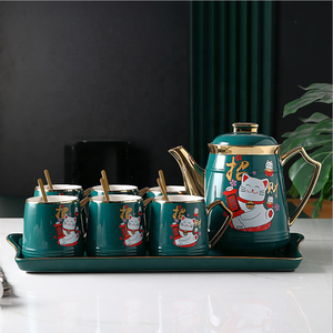 Juego de Tazas de Cerámica para el Hogar, Estilo Moderno y Minimalista, con Esmalte de Color, para Té, Café, con Bandeja - Product Image 3