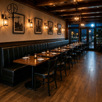 Muebles de Restaurante: Mesa Comercial de Madera con Asientos Tapizados en Cuero y Sillas con Respaldo Cruzado, Precio de Fábrica Ron Group