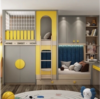 Lit superposé moderne pour enfants, lit superposé polyvalent, mobilier de maison, style ferme, école, avec panneau en bois
