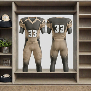 Conjunto de Uniforme de Fútbol Americano Color Degradado Negro y Bronceado Número 33 Cuello en V con Pantalones - Product Image 2