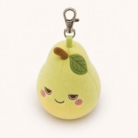 Porte-clés en peluche mignon en forme de poire AI avec motif nuage et étoile, en coton PP, 12 cm, en polyester doux, oreilles mobiles, pour enfants et adultes, cadeaux de fête