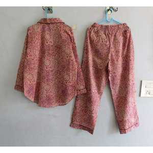 Women Floral Printed Pajama Set 100% Cotton Long Sleeve Button <b>Down</b> Woven Shirt with Full Length <b>Pants</b> Soft Breathable Summer - Product Image 5