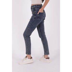 Pantalones Vaqueros de Cintura Alta, Transpirables, con Dobladillo Cosido en la Parte Delantera, Estilo Holgado, Talla XL, Diseño Casual con Estampado y Decoración de Agujeros - Product Image 3