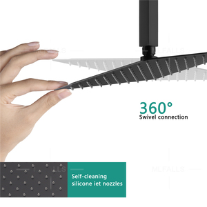 طقم دش مطري بإضاءة ليد للحمام * ، مجموعة رأس دش مطرية للسقف بجهاز ترموستاتي مع نفاثات تدليك للجسم - Product Image 2