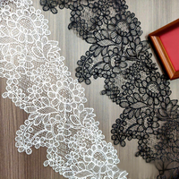 Dentelle brodée en fil de soie résille noire et blanche de 18 cm, garniture DIY faite à la main pour accessoires de robe de mariée chinoise et textile de maison