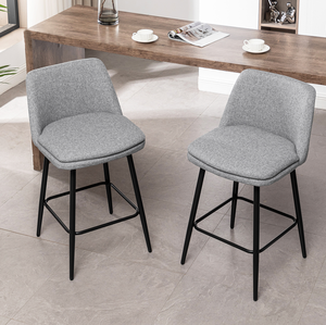 Modern Adjustable Counter Height Swivel Bar <b>Stools</b> Set of 2 360 Swivel Upholstered with Back Metal Legs for Dining/Living Room - Product Image 1